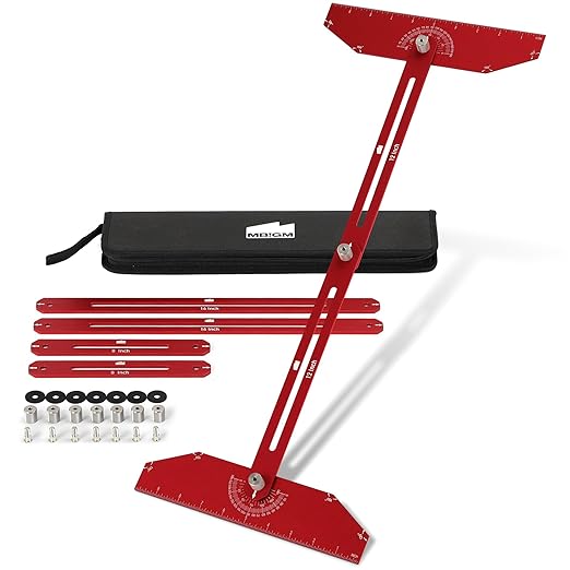 MBIGM Red Stair Gauge Tool with Metal Knobs and Double Rubber Washers – Stronger Hold and Durable Construction – Adjustable Stair Tread Template Tool for Accurate Wooden Stair Measurements