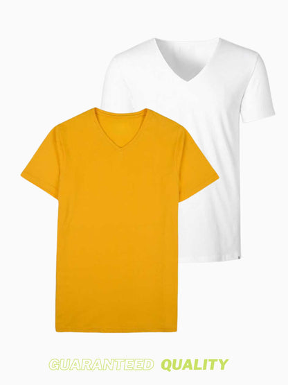 Multi Pack of 2 & 4 V-Neck T Shirt 8 Colors 100% Cotton By Traders Inn