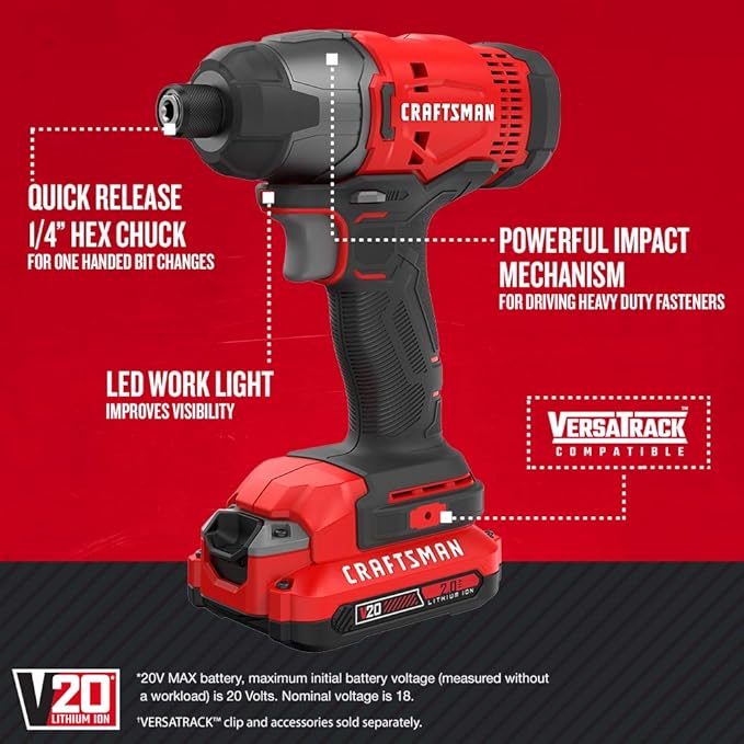 CRAFTSMAN V20 Power Tool Combo Kit, 7-Tool Cordless Power Tool Set with 2 Batteries and Charger (CMCK700D2)