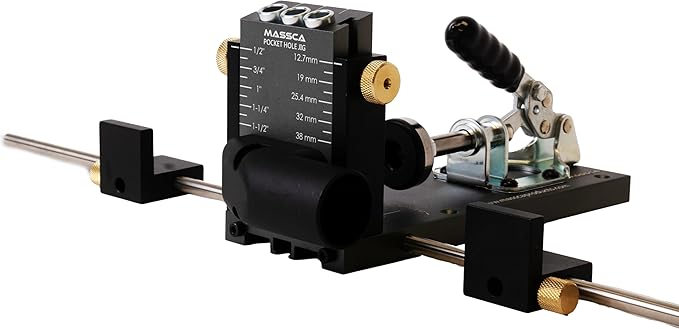 Massca Aluminum Pocket Hole Jig System Pro M2 Adjustable & Easy to Use Joinery Woodworking Tool For DIY Carpentry Projects