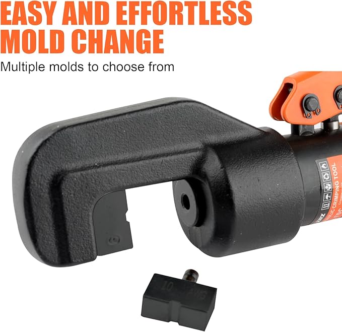 HZLZRZ Hydraulic Crimping Tool Range 12 AWG-2/0 AWG for Cable Lugs, Hand Operated Wire Terminal Lug Tool with 9 Pairs of Dies (Standard US)