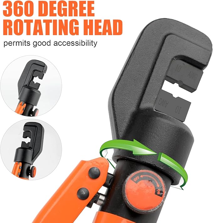 HZLZRZ Hydraulic Crimping Tool Range 12 AWG-2/0 AWG for Cable Lugs, Hand Operated Wire Terminal Lug Tool with 9 Pairs of Dies (Standard US)