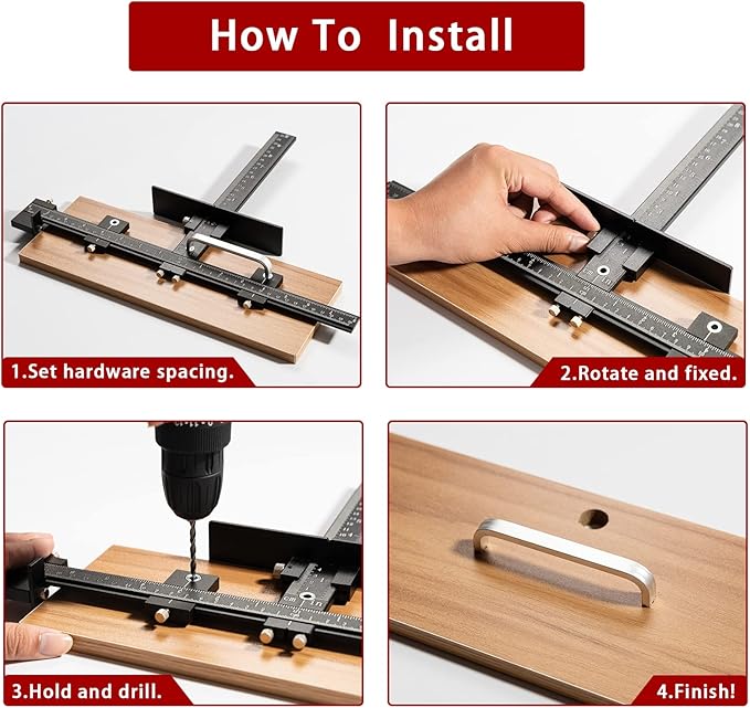Cabinet Hardware Jig Tool Set for Handles and Pulls, Aluminum Alloy Cabinet Handle Template Jig Tool for Fast and Accurate Installation of Drawer Front Knobs