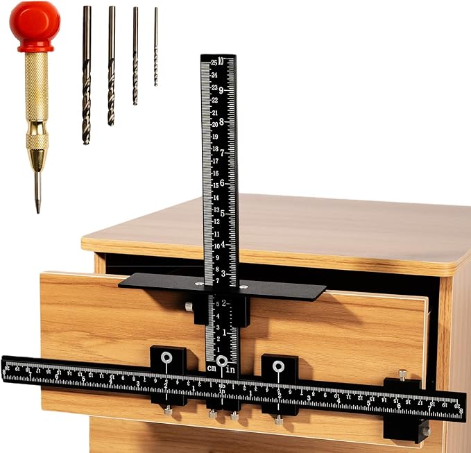 Cabinet Hardware Jig Tool Set for Handles and Pulls, Aluminum Alloy Cabinet Handle Template Jig Tool for Fast and Accurate Installation of Drawer Front Knobs