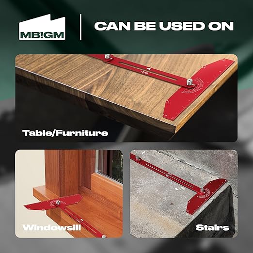 MBIGM Red Stair Gauge Tool with Metal Knobs and Double Rubber Washers – Stronger Hold and Durable Construction – Adjustable Stair Tread Template Tool for Accurate Wooden Stair Measurements